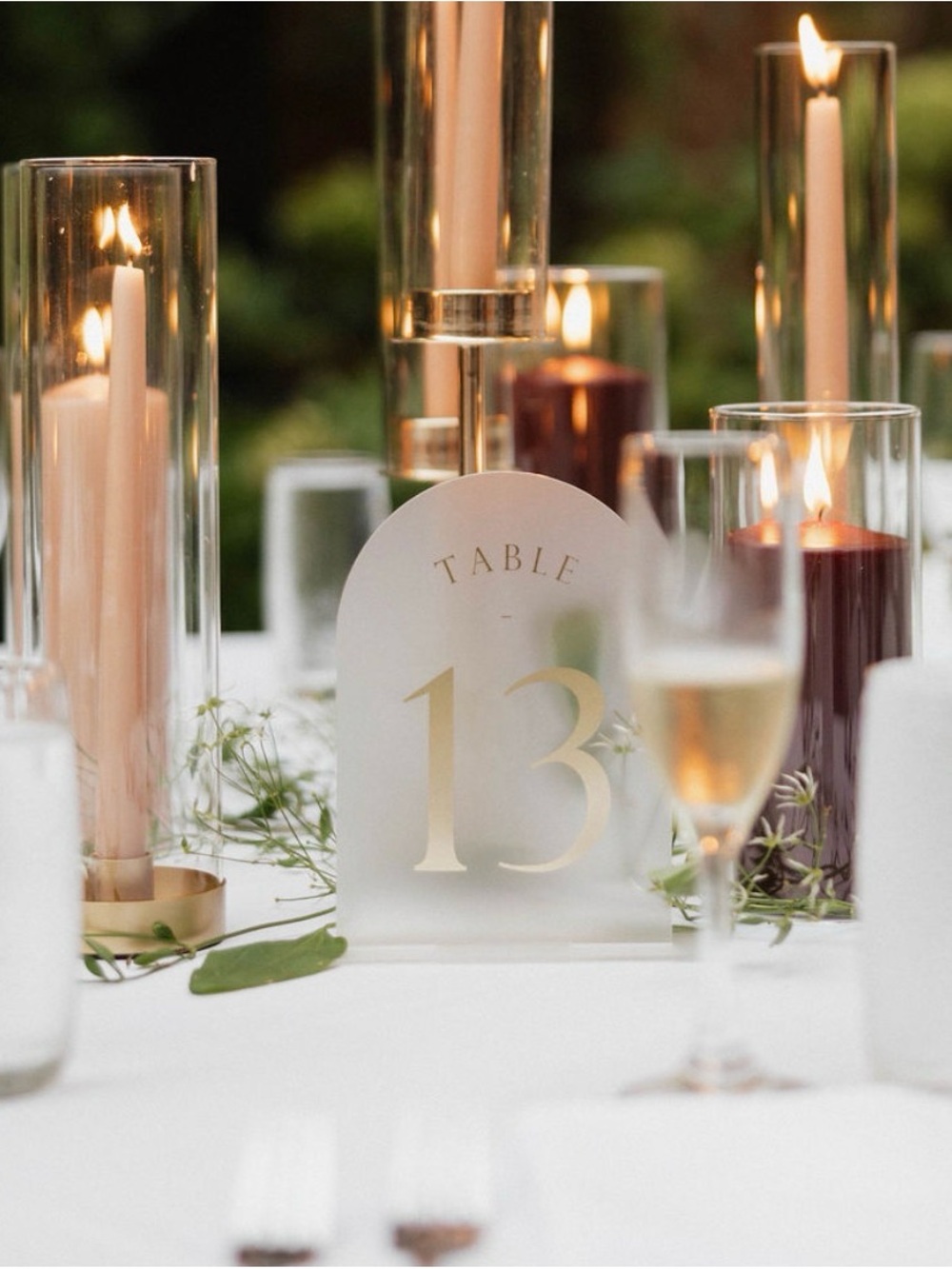 Clear Acrylic Table Number Cards with Gold Numbers - Set of 15